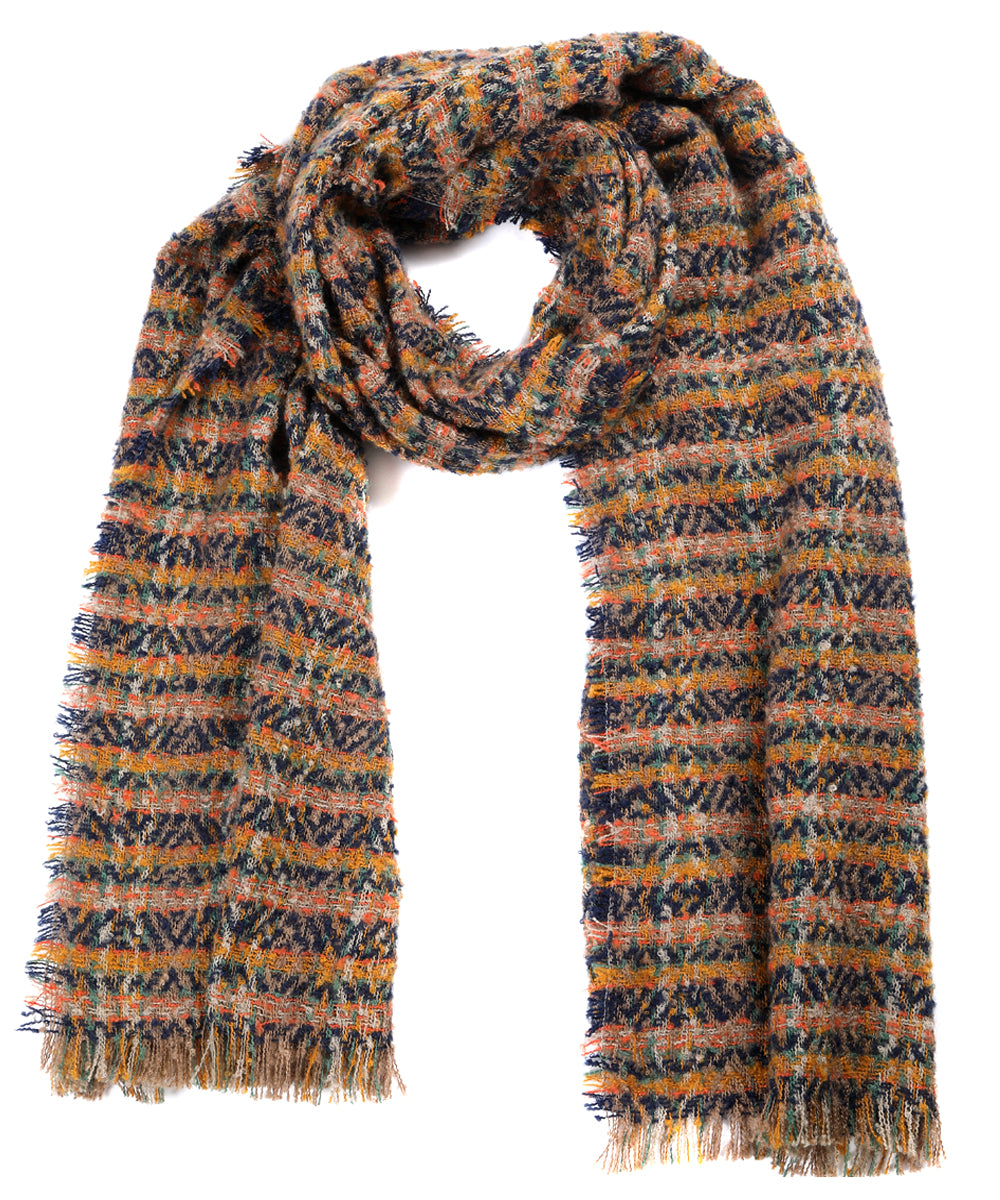 BLANKET IN BOHO STYLE - 21000112-40 - MUSTARD