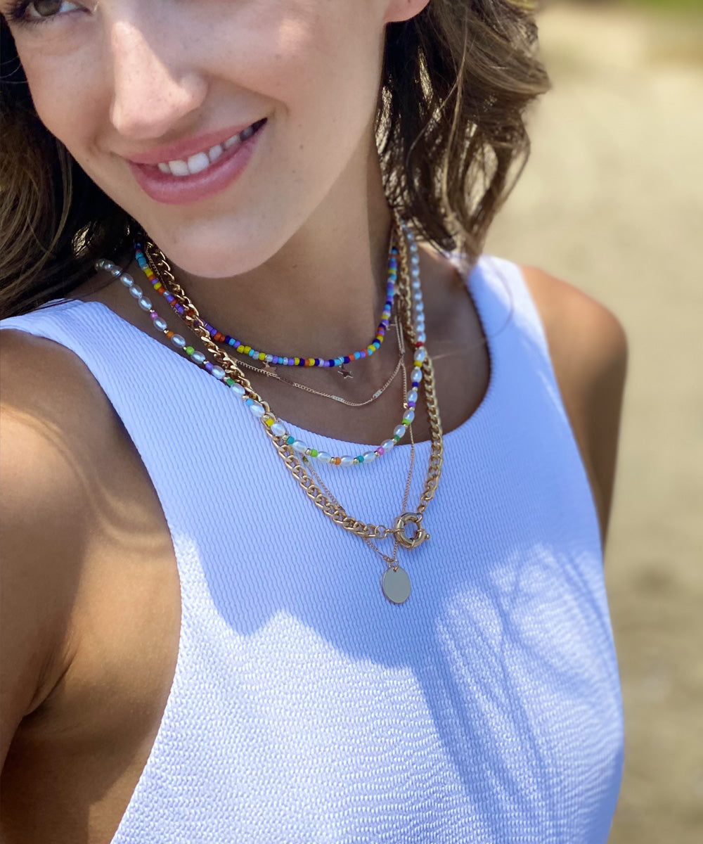 Three Rows Necklace With Star