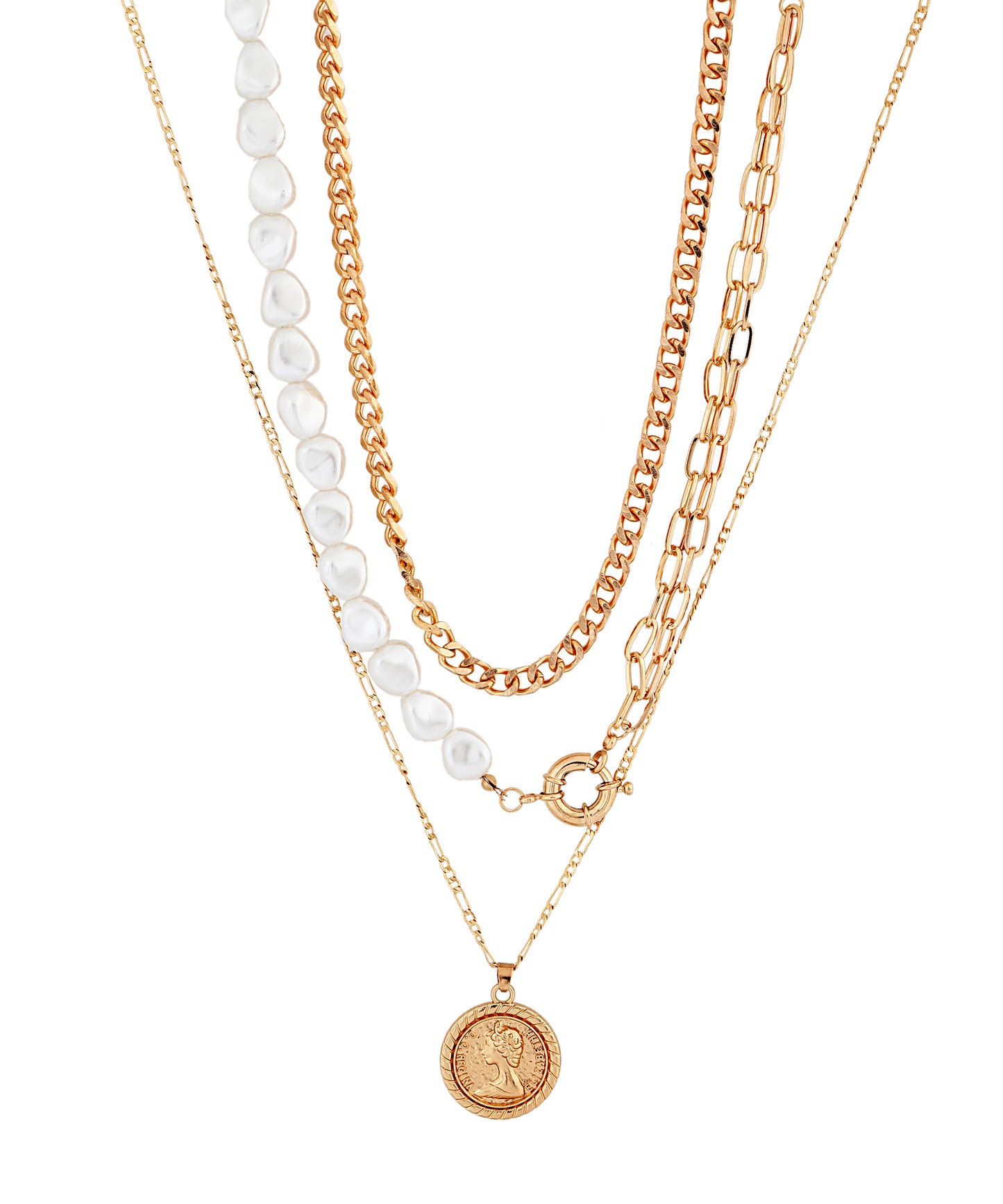 Three Row Necklace with Charm 48000762-24
