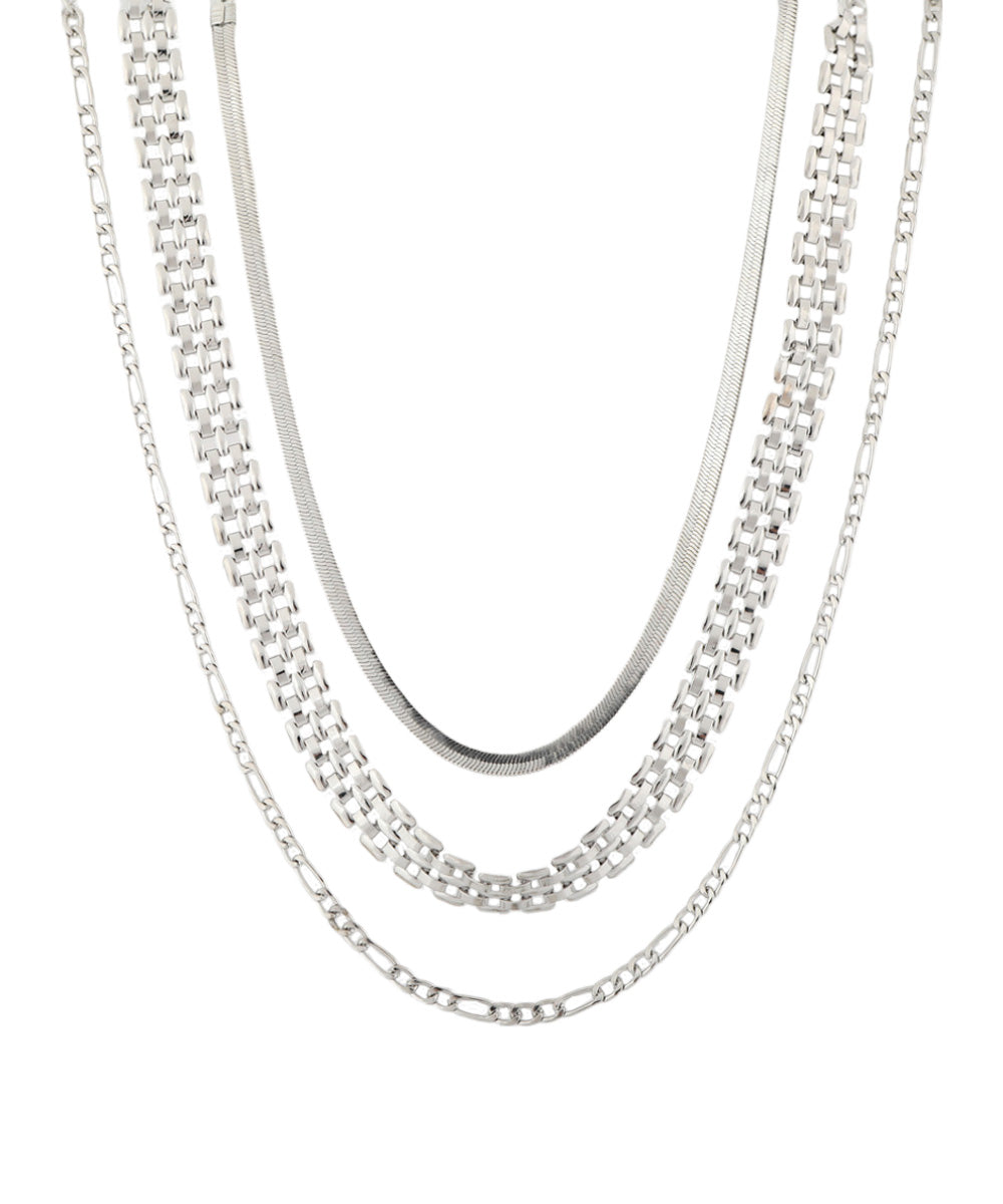 Ασημί Τριπλό Κολιέ