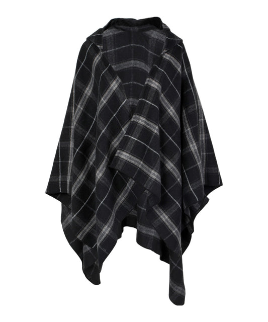 Πλεκτό Poncho με Κουκούλα