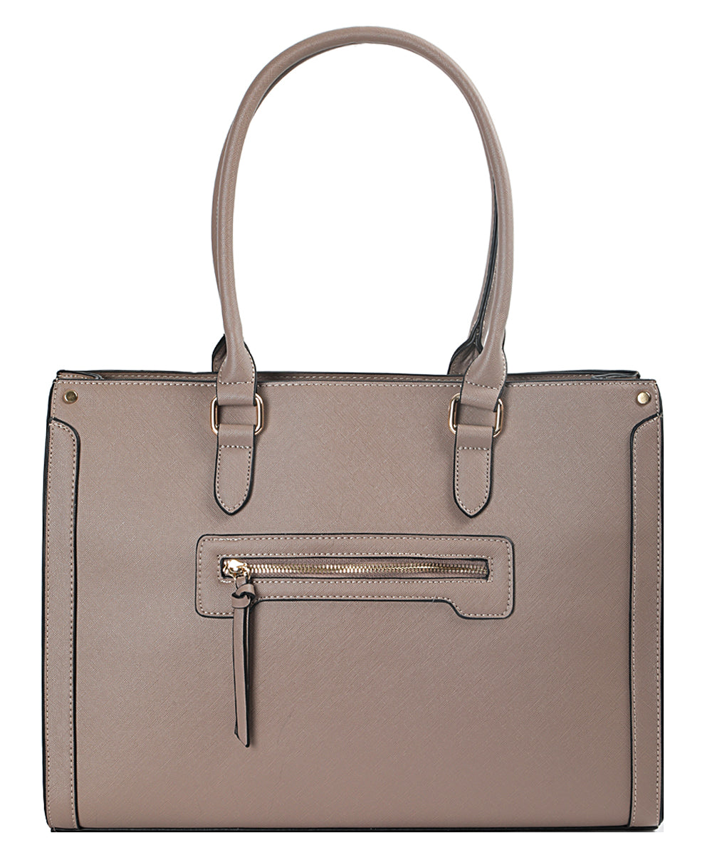 CITY BAG ΩΜΟΥ ΜΕ LEATHER EFFECT - 95001036-68 - ΕΛΕΦΑΝΤ