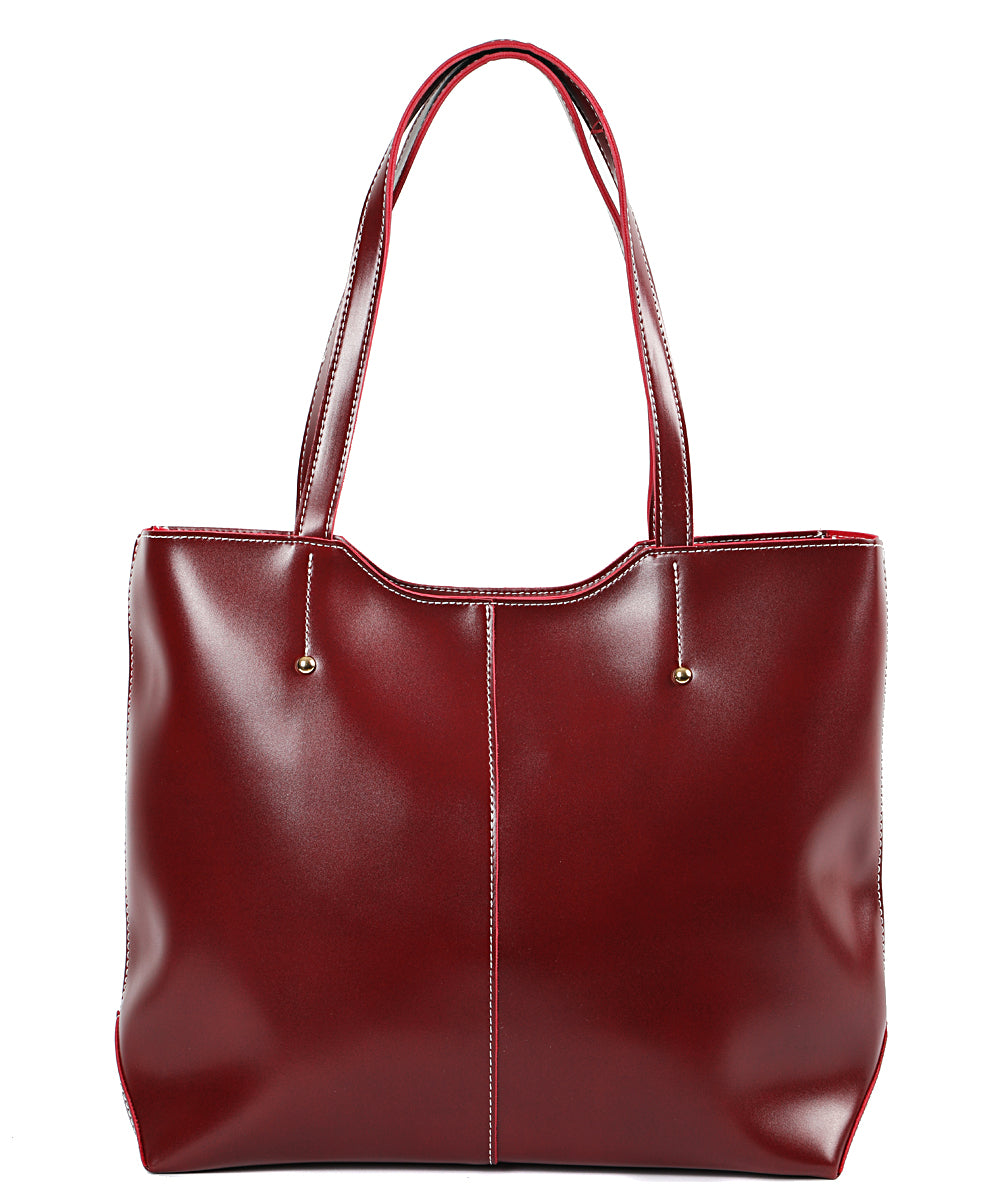 LEATHER LOOK BAG - 95000940-22 - BURGUNDY