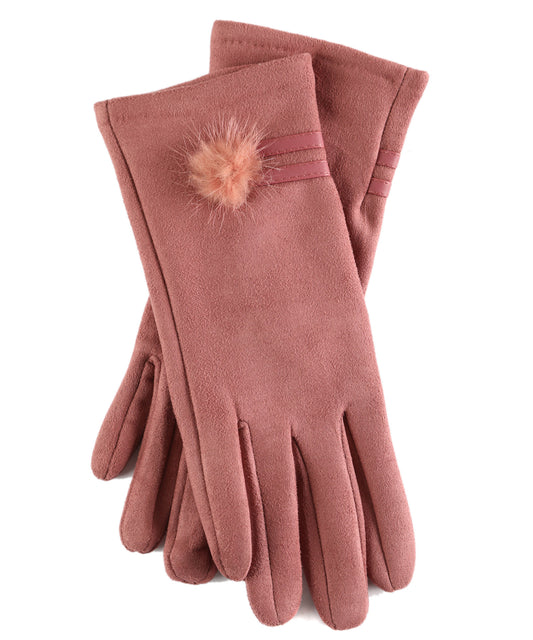 Suede Gloves with pom pom