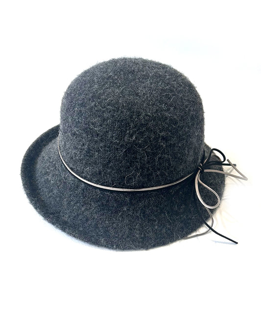 WOOL HAT WITH RIBBONS - 38000142-08 - GRAY