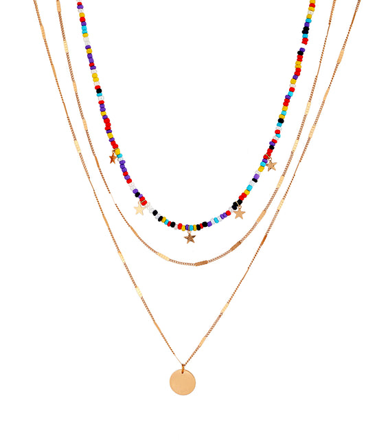 Three Row Necklace With Star 48000755-44