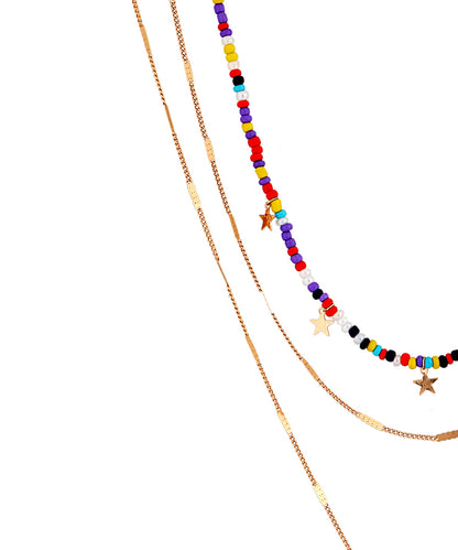 Three Rows Necklace With Star