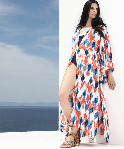 LONG PRINTED KIMONO - 60000619-99 - PRINTED