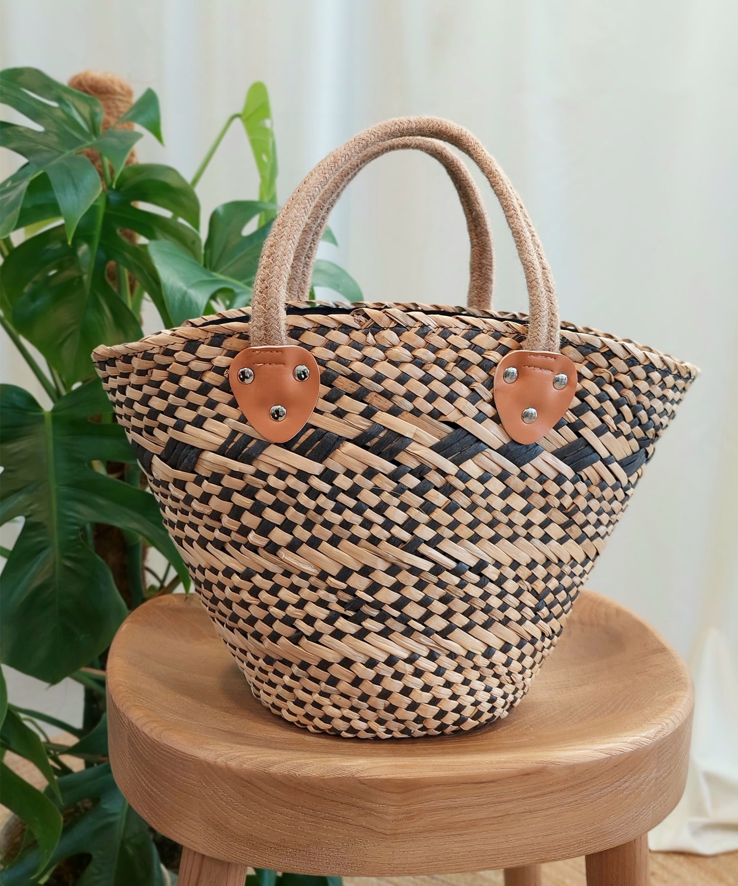 WICKER BASKET BAG - 74000282-02 - BLACK