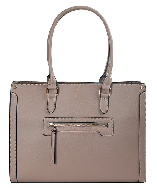 CITY BAG ΩΜΟΥ ΜΕ LEATHER EFFECT - 95001036-68 - ΕΛΕΦΑΝΤ